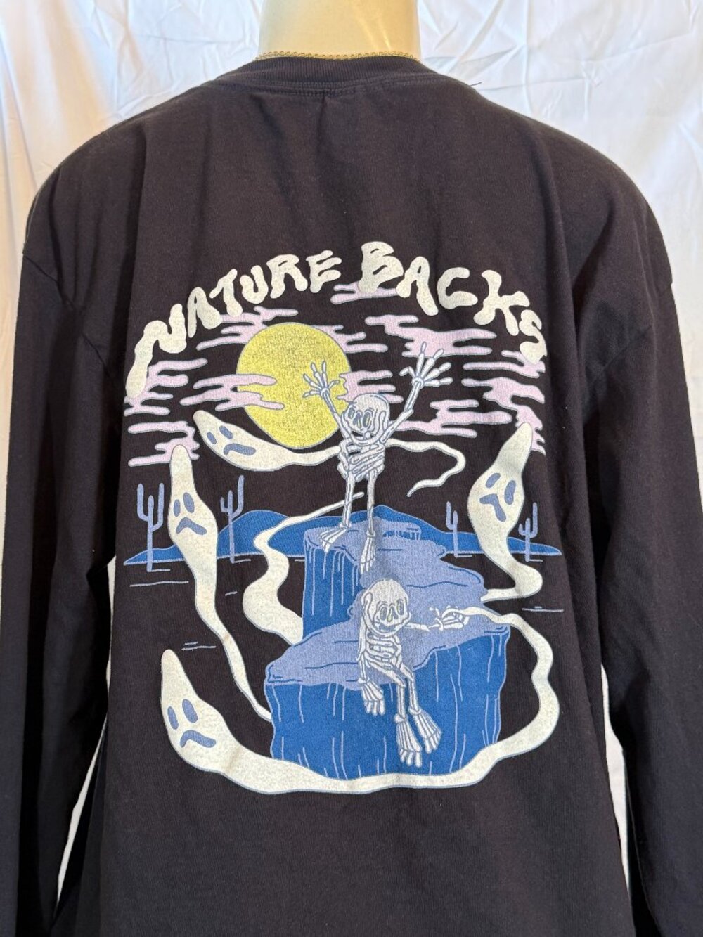 Naturebacks Black LS sleeve Spooky Waterfall Tee Adult L